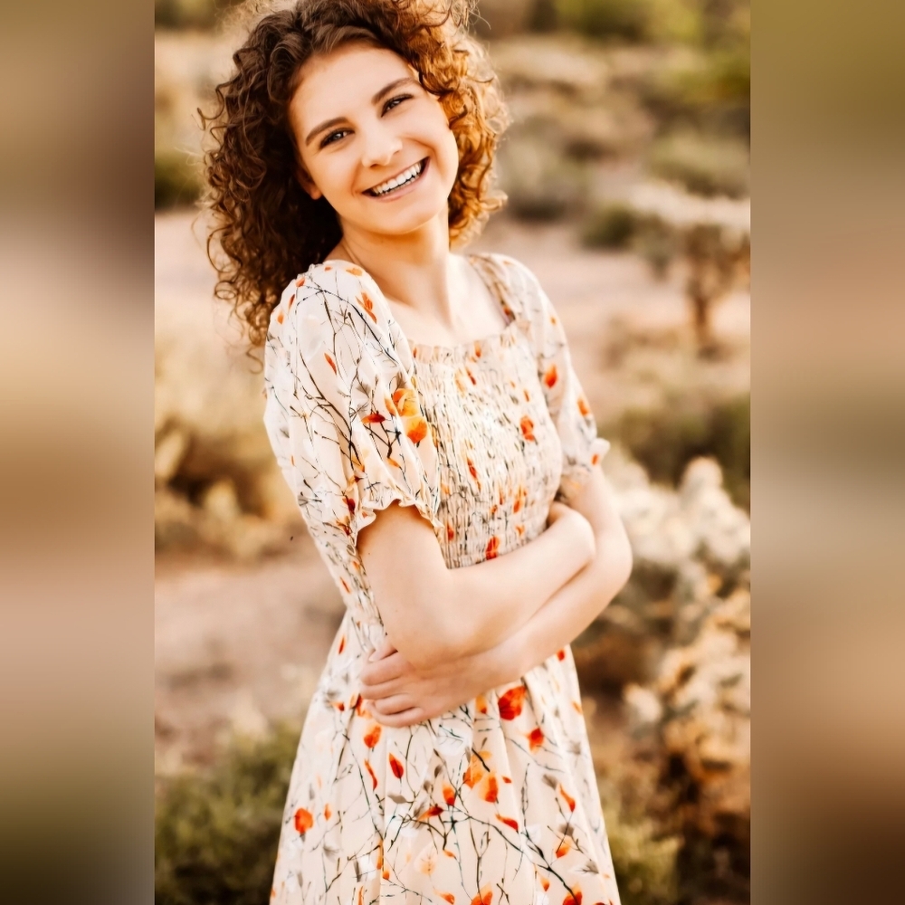 Baltic Born Cream Maxi Dress with Orange Floral Print